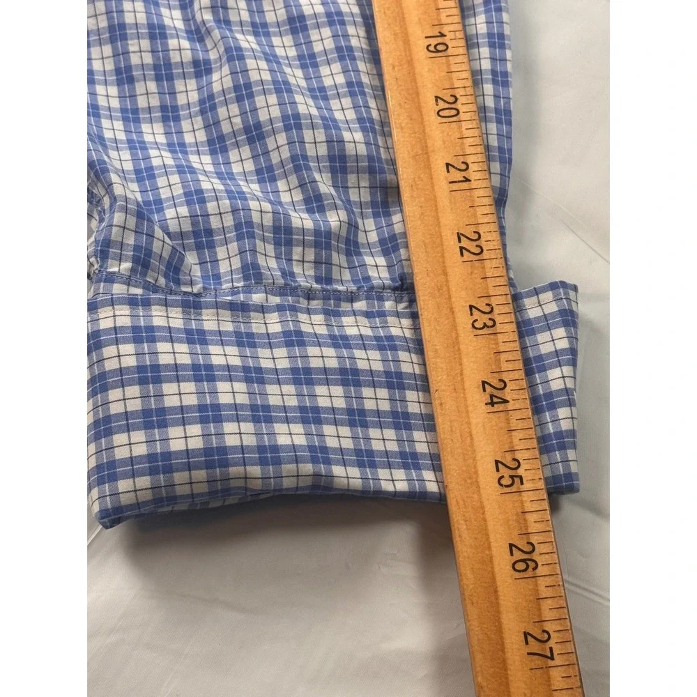 Polo Ralph Lauren Mens 17.5‎ 34/35 Blue White Check Cotton Button Down Shirt